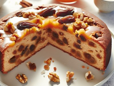 Winterlicher Dattel-Walnuss-Kuchen mit Orangenbutter-Glasur