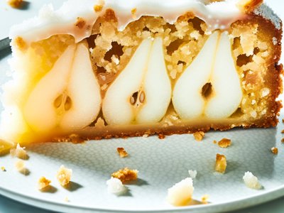 Winterlicher Amaretti-Birnen-Kuchen mit Rosmarin-Honig-Glasur